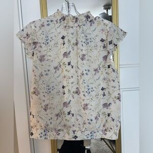 Express Floral Ruffle Detail Top - Size Medium